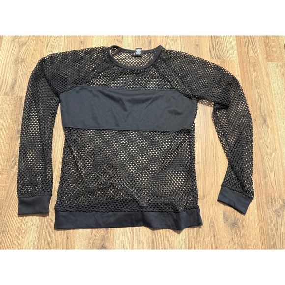 Rue21 Tops - rue21 Mesh Top Womens Small Black Long Sleeve Net Overlay Goth Punk